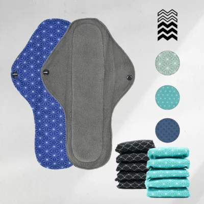 10 serviettes lavables (Gamme M) – Flux moyen à fort