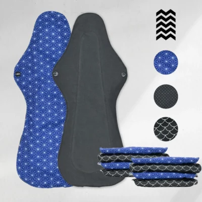 Lot de 5 serviettes hygiéniques lavables en coton (Gamme XL) – Flux extra fort, maternité, nuit… – A choisir