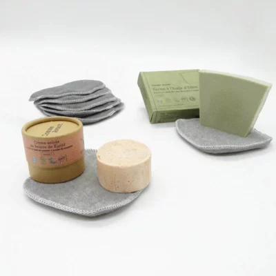 Kit soin visage – Peaux imperfections : lingettes lavables, crème solide, savon Comme Avant