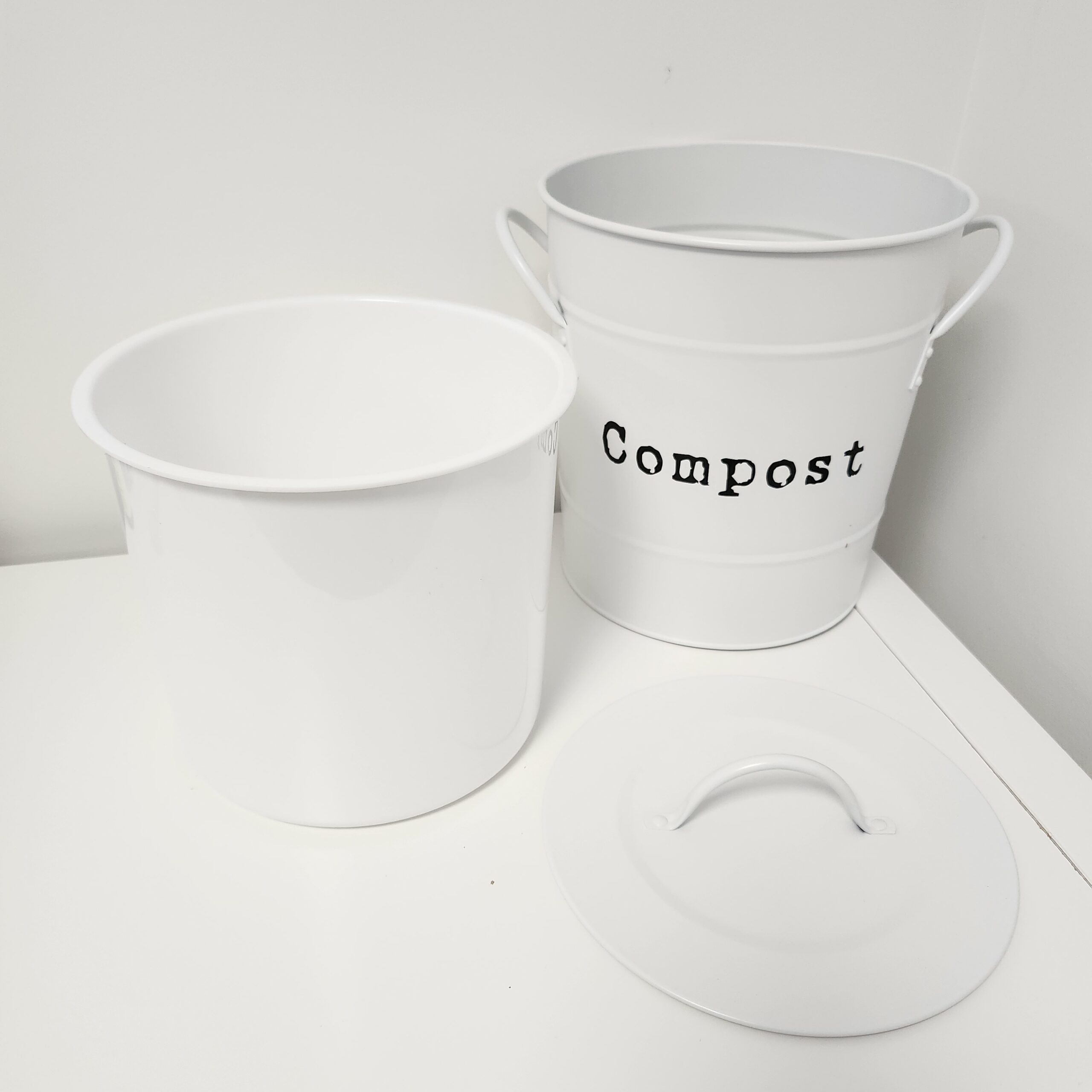 Seau à compost de cuisine - Intérieur amovible - Blanc – Image 3
