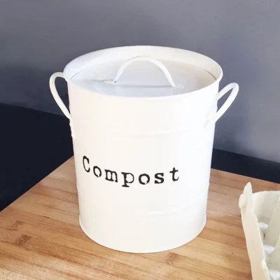 Seau à compost de cuisine – Intérieur amovible – Blanc