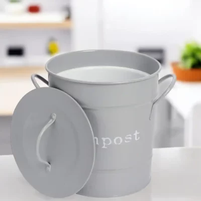 Seau à compost de cuisine – Intérieur amovible – Gris