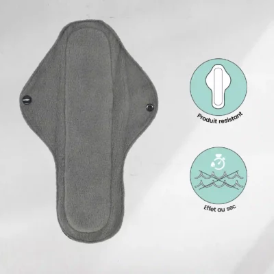 5 serviettes hygiéniques lavables  (Gamme M) – Flux moyen à fort