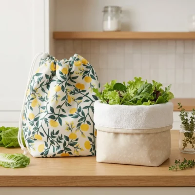 2 Sacs à salade avec doublure absorbante – (Coloris à choisir)