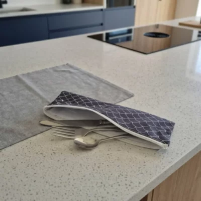 Pochette à couverts réutilisable (fermeture éclair) – Modèle à choisir